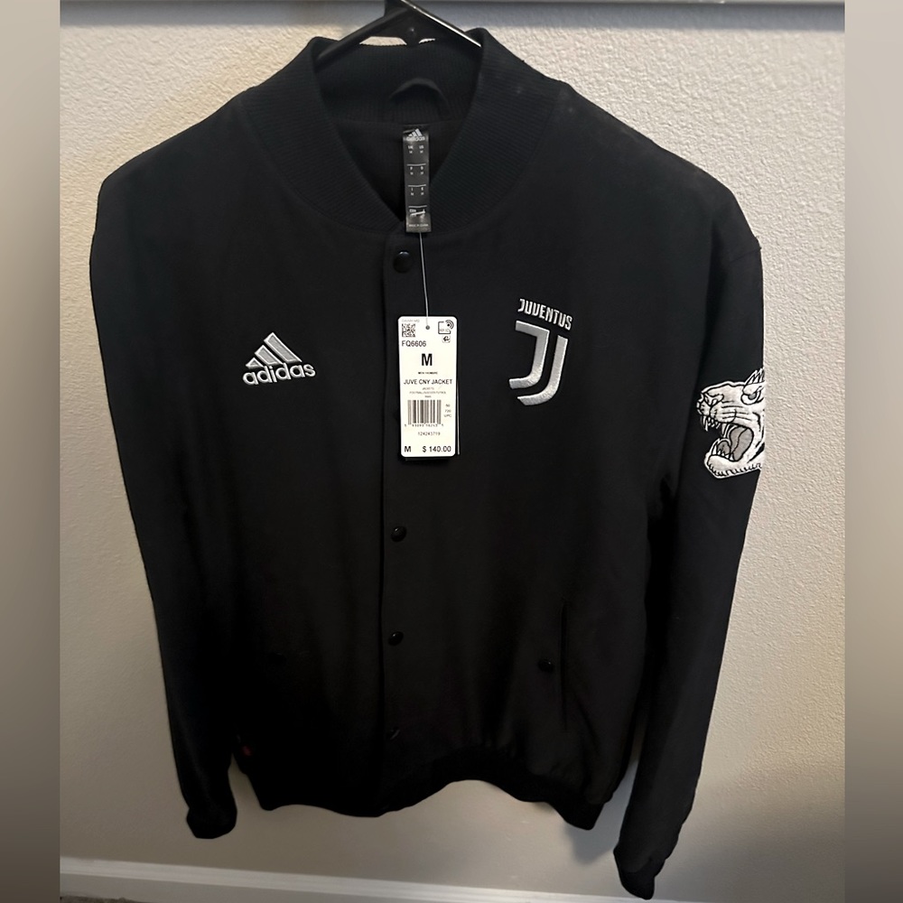 Adidas Juventus CNY White Embroidered aviator Jacket Black